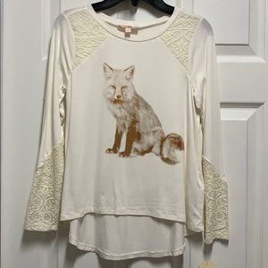 NWT GB girls lace foil fox top size M